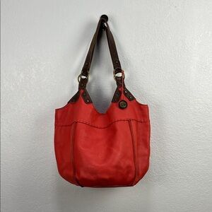 The Sak Women's Elegant Boho Red Tote Brown Accents Bohemian Thrashed Casual